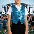 thumbnail image 2 of WhouRiu Boys Glitter Sequins Vests Sleeveless Button Down Dance Tank Tops Kids Fashion Stage Performance Party Clothing,10-11 Years, 2 of 4