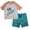 Multi Surf Dog, variant on Boys' 2-Piece UPF 50+ Rash Guard and Swimsuit Trunks Set (4, Orange Dino)