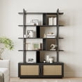 thumbnail image 4 of 5-Tier Rattan Bookshelf, 71" Tall Open Bookcase with Metal Frame for Living Room, Bedroom & Office, 4 of 6