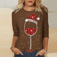 thumbnail image 1 of Prix Réduit! Aqestyerly Hauts de Noël pour Femmes Liquidation T-Shirt Imprimé de Noël Manches 3/4 Blouse Col Rond Hauts Décontractés, 1 of 4