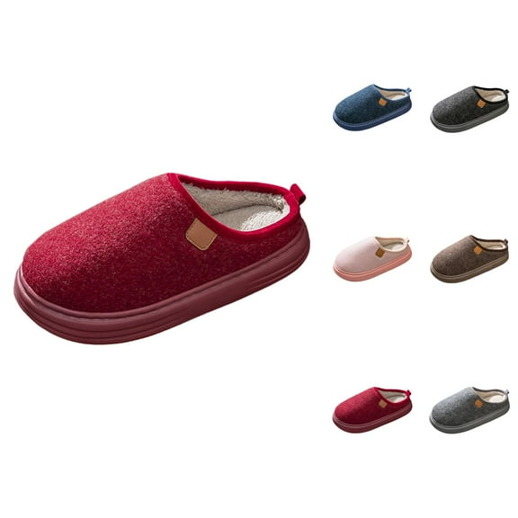 Womens House Slippers Thick Sole Indoor Winter Slippers Warm Plush Lined Shoes Non- Cozy Footwear for Autumn and Winter Home Comfort Wear