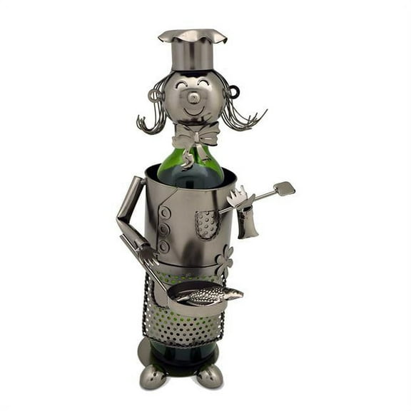 Three Star Import & Export ZB1350 Wine Bottle Holder, Lady Chef with Pan