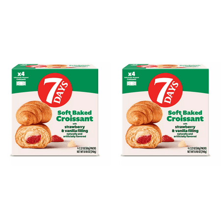 7 Days Strawberry Vanilla Soft Croissant Double 4 ct pack of 2 Strawberry Vanilla Croissants 7 Days Croissants Soft Croissants Sweet Snacks Pack of 2