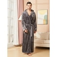 thumbnail image 3 of FashGudim Mens Robes Big and Tall with Hood Full Length Plush Long Robe Fleece Bathrobe(Grey, 6XL), 3 of 6