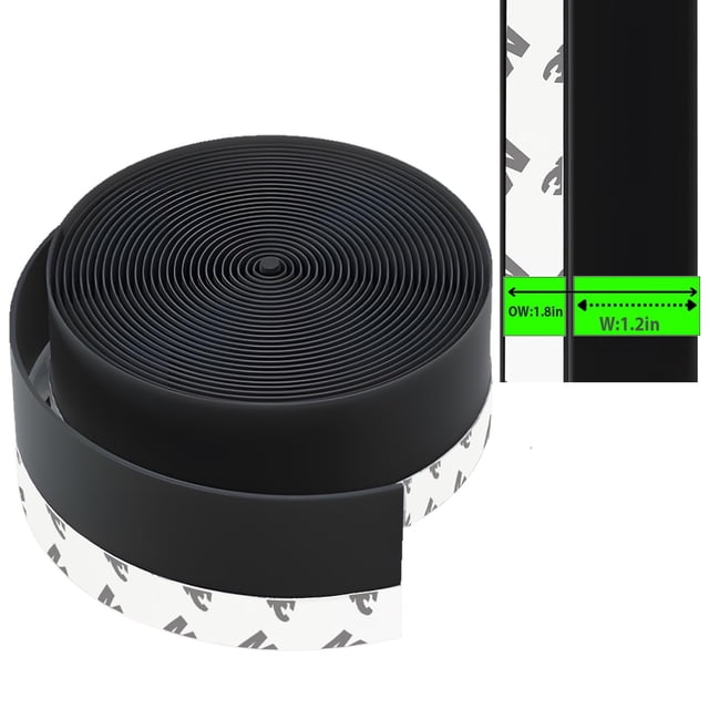 Cinta de sellado de silicona para puertas e impermeable, 45 mm, color negro