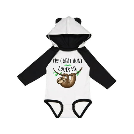 

Inktastic My Great Aunt Loves Me Cute Sloth and Baby Gift Baby Boy or Baby Girl Long Sleeve Bodysuit