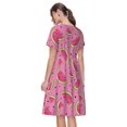 thumbnail image 2 of Bixox Robe d'Été à Manches Courtes pour Femmes Robe Ample Longueur Genou avec Poches-Pastèque, 2 of 7