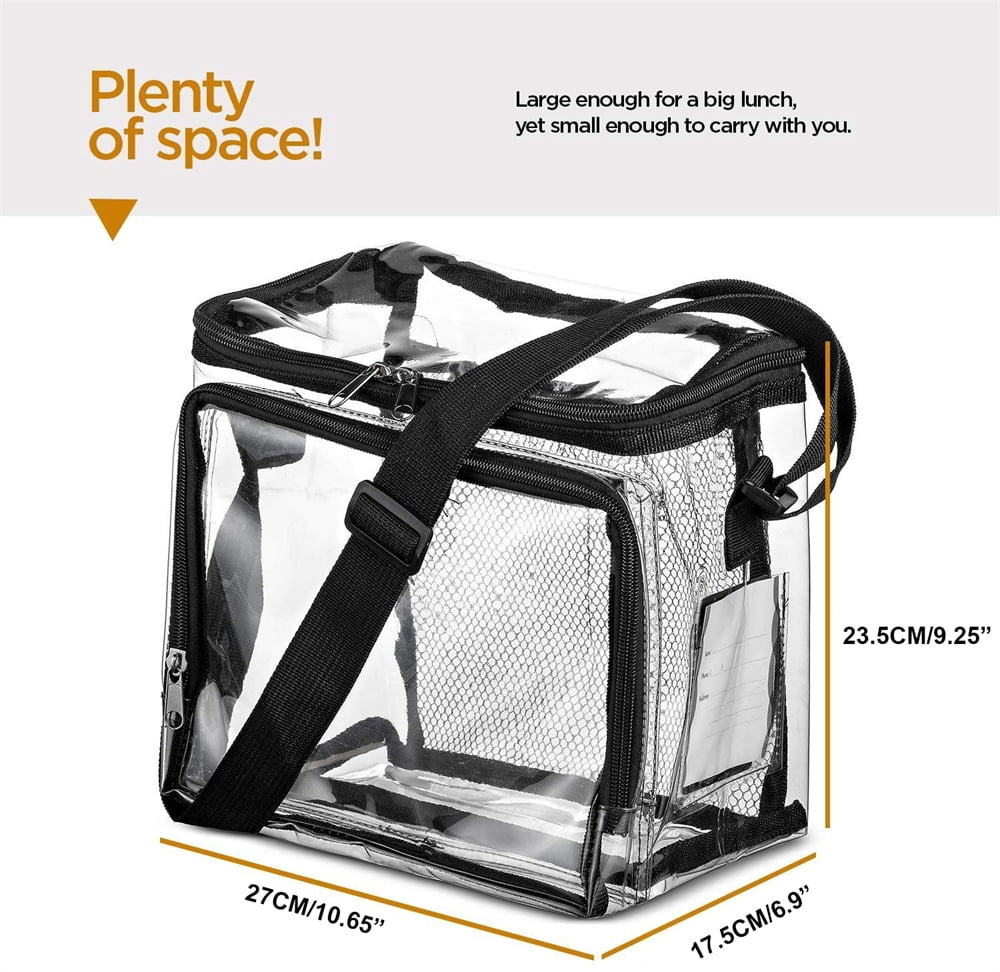 NOGIS Stadium Approved Clear Tote Bag with Adjustable Strap, Front Storage Compartment, and Mesh Pockets - See Through Zippered Clear lunch Bags for Work, School, Concerts