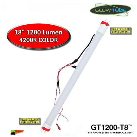 GT1200-T8, 18 Inch 12 Volt Fluorescent Tube 1200 Lumen LED Replacement with Up-Dated Ballast Bypass