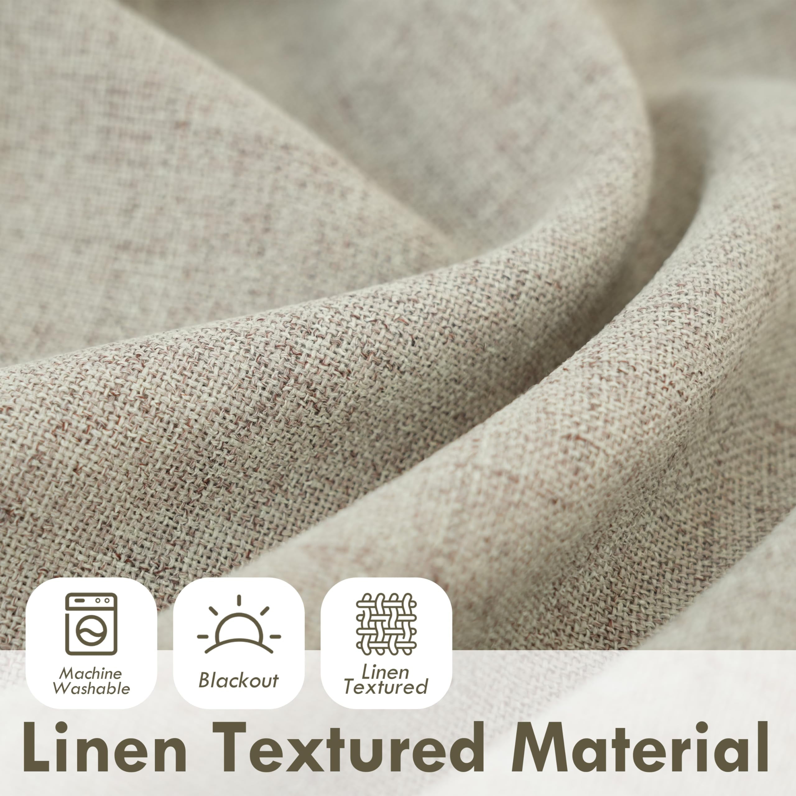 DriftAway Double Layer Linen Blackout Tie Up Curtains Thermal Insulated Fully Lined Balloon Roman Shade Bathroom Window Adjustable Rod Pocket for Small Window 25 Inch by 47 Inch Light Khaki Linen