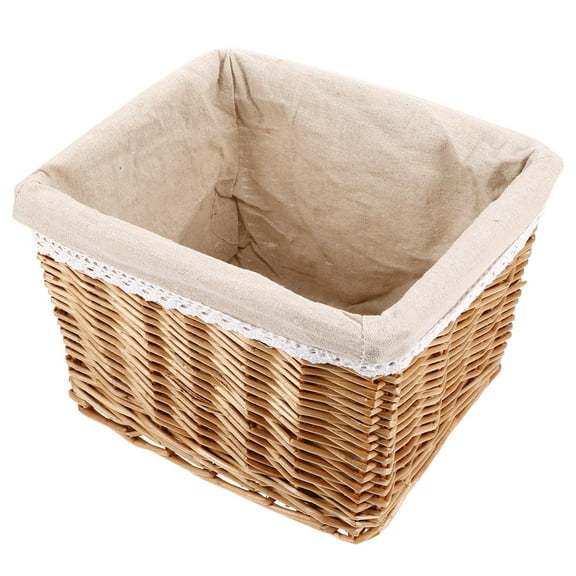 GAXIRE Wicker Storage Basket Light Brown for Office Laundry Hamper Use 1Pcs