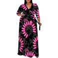 Women's Plus Size VNeck LowCut Fashion Dress Sexy Lower Split Leopard