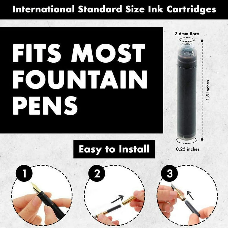 Black & Blue Ink Cartridges for Fountain Pens. Big Pack of 20 Short  International Standard Size Cartridges. Perfect for Calligraphy Pen.  Universal