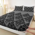 thumbnail image 3 of Manfei Damask Floral Full Sheet Set (4-Piece) Halloween Skull Skeleton Black Gray Breathable Decor For Adults, 3 of 7