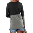 thumbnail image 2 of SWQZVT Women's Fashion Long Sleeve Shirts V Neck Color Block Tunic Tops Dressy Casual Loose Fit Blouse Gray Tees, 2 of 3