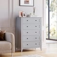 thumbnail image 2 of Bingirl Commode Moderne à 5 Tiroirs, Table de Nuit Moderne Haute avec Tiroirs Profonds et Poignée Ronde en Nickel, Armoire de Rangement en Bois pour Chambre, Salon, Couloir (5 Tiroirs), 2 of 8