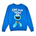 thumbnail image 3 of Sesame Street Cookie Monster Om Nom Nom Women's Blue Crew Neck Long Sleeve Sweatshirt -Large, 3 of 5