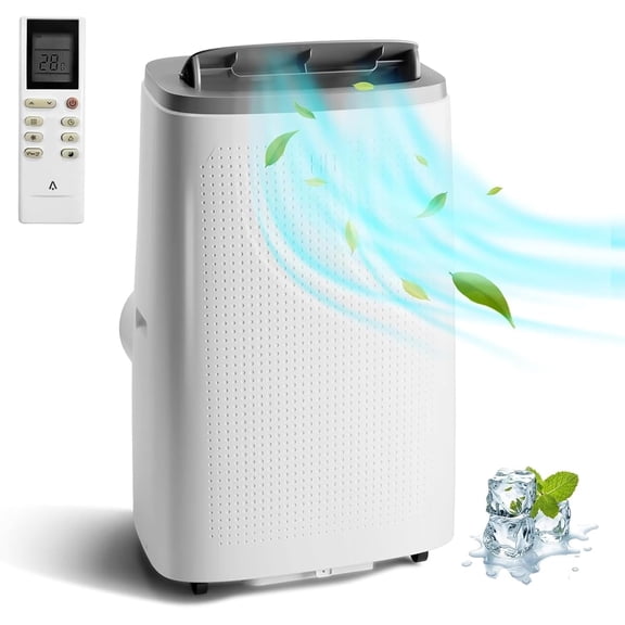 Portable Air Conditioner 14000 BTU - 3-In-1 Cooling Unit with Fan & Dehumidifier for Rooms Up to 750 Sq.Ft, Includes Remote Control, 24H Timer, Sleep Mode, Reusable Filter & Window Vent Kit