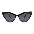 thumbnail image 2 of Classy Womens Cat Eye Plastic High Temple Horn Rim Fashion Sunglasses All Black, 2 of 4