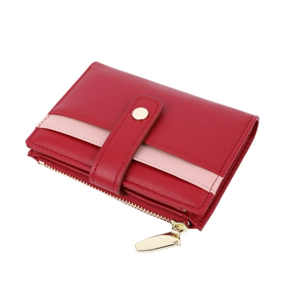 KONTONTY 1Pc Stylish Red Female Coin Purse PU Wallet for Woman with Comfortable Touch and Long Use