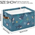 thumbnail image 4 of Coolnut Cute Sharks Seahorses Fish and Sea Plants Storage Basket, Durable Canvas Organizer With Handles Large Collapsible Storage Bins Boxes for Home Office - 2 Pack Home Decor, 4 of 7