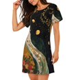 thumbnail image 2 of Lsque Abstract Gold Floral Galaxy Pattern Nightgowns for Women Sleep Shirts Short Sleeve Nightshirt Pullover Nightdress Soft Sleepwear Relaxed Fit Nightdress, 2 of 6