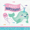 Creative Converting Narwhal Party Paper Luncheon Napkin Happy Birthday 16ct