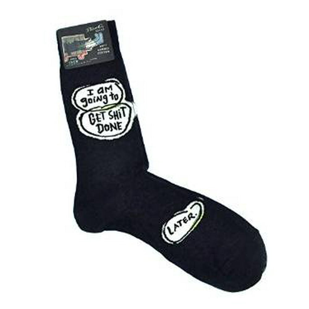 Blue Q Men's Crew Socks Blue Q Get hit Done Later SW802