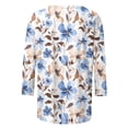 thumbnail image 5 of YUGYXL Shirts for Women 3/4 Length Sleeve Tee Tops Casual Round Neck T Shirts Summer Floral Print Dressy Blouses A Light Blue XL, 5 of 6