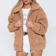 thumbnail image 1 of Chaqueta sólida de piel sintética para mujer, ropa de manga larga esponjosa Eccomum Camello/XL, 1 of 7