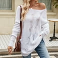 thumbnail image 4 of ShomPort Long Sleeve Sweaters for Women off the Shoulder Loose Oversized Pullover Tunic Tops, 4 of 9
