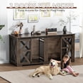 thumbnail image 6 of Large Dog Crate Furniture Indoor for 2 Dogs, 70'' Farmhouse Steel Frame Wooden Dog Kennel with Adjustable Division Board and Sliding Doors for Small Medium Large Dogs (Dark Walnut), 6 of 8