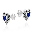 thumbnail image 5 of AeraVida Victorian Simulated Blue Lapis Heart on Sterling Silver Filigree Post Stud Earrings, 5 of 5