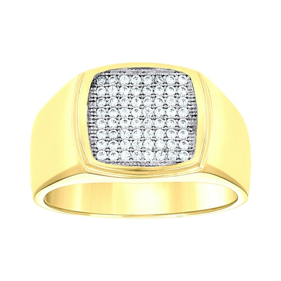 14k 14kt Gold Mens Two-Tone Cz Square Head Ring Band