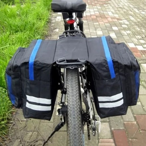 Nuevas alforjas para bicicleta de montaña, cesta para asiento trasero, portaequipajes doble con asa de gancho ajustable, ribete reflectante y bolsillos grandes, accesorios para bicicleta.