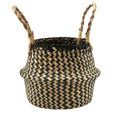 Seagrass Wicker Basket Flower Pot Folding Basket Dirty Basket Storage Decoration