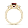 thumbnail image 3 of ANGARA Lab Grown 2.1 Ct Classic Three Stone Ruby and Lab Diamond Ring for Women in 14K Yellow Gold (Size-8mm) | July Birthstone, Birthday, Anniversary, Jewelry Gift for Women | Lab-Grown Ruby Ring, 3 of 8