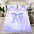 thumbnail image 2 of jejeloiu Purple Bows Bowknot Twin Sheet Sets,Letter M Print Bedding For Bowtie Girls 3-Piece, 2 of 7