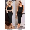 thumbnail image 5 of Ekouaer Women Sleeveless Tank Maternity Dress Ribbed Knit Pregnancy Midi Dresses Ruch Side Stretchy Pregnancy Clothes, 5 of 6