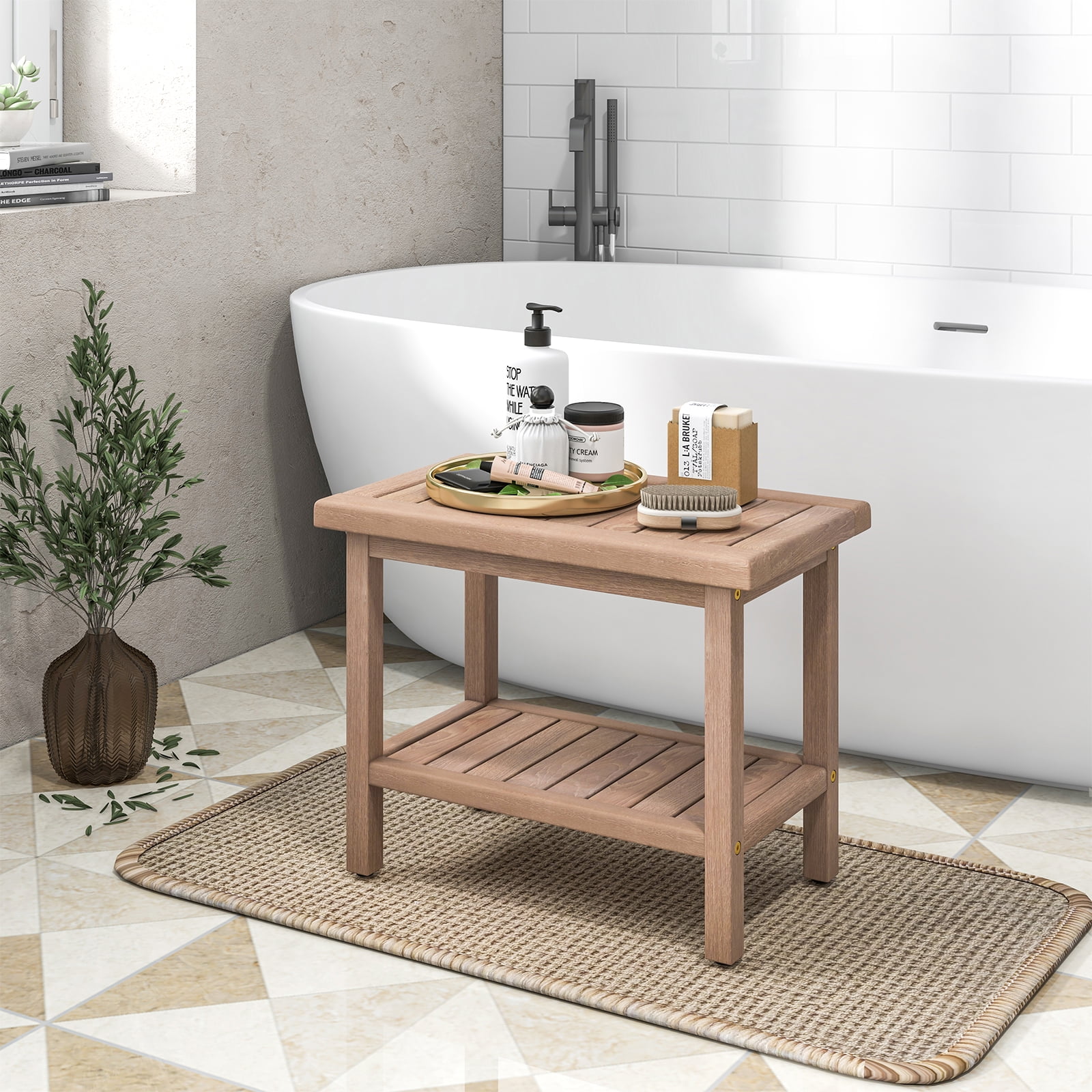Teak bathtub bench new arrivals
