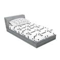 thumbnail image 2 of Ambesonne Black and White Fitted Sheet & Pillow Sham Set, Panda Bow Tie, Twinxl, Black White, 2 of 2