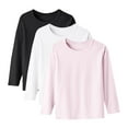 thumbnail image 4 of HCNTES Boys T-Shirt with Long Sleeve, Crew Neck Super Soft Cotton Loose Fit Casual Pullover Tees 3-Pack(White,1-2 Years), 4 of 4