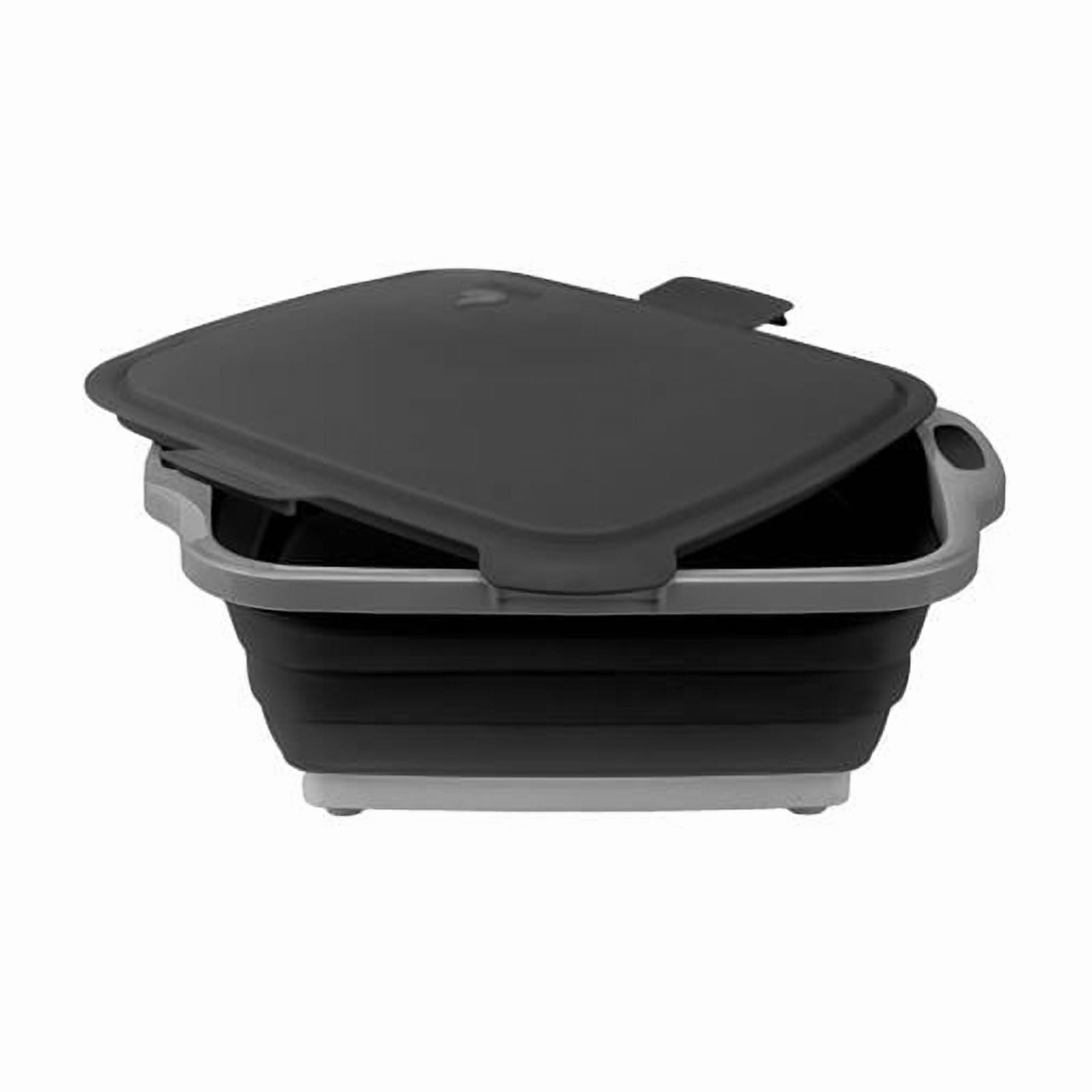 Drip EZ Collapsible BBQ Prep Tub - for Meal Prep Marinating Food Storage - Includes Cutting Board & Locking Lid - (1) JR - Black