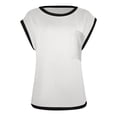 thumbnail image 4 of Xmyrz T Shirts For Women Commuting Solid V Neck Loose Pullover Short Sleeve Versatile Casual Tops Casual Blouses, 4 of 5