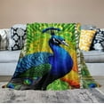 thumbnail image 2 of WERPE Peacock Blanket Gifts for Girls Women Cozy Plush Beautiful Turquoise Bird Green Peacocks Feather Throw Blanket Flannel Ultra Soft Fuzzy Party Blankets for Bed Couch Sofa  White, 2 of 6