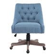 thumbnail image 3 of Home Office Chair, Adjustable Upholstered Computer Desk Chair with 360 Degree Swiveling Base, Ergonomic Task Chair Vanity Chair for Office, Living Room, Studying, Blue, 3 of 7
