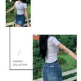 thumbnail image 2 of CENL Women White Blouse Basic Short Sleeve Crop Shirts Korean Sexy Summer Tops Female, 2 of 9