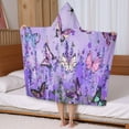 thumbnail image 5 of Purple Lavender Butterfly Scene Hooded Bath Towel，50"x30" for Ages 3 To 12 Kids, Quick Dry Lightweight Soft Microfiber Hood Beach Towel Cover Up for Kids, 5 of 7