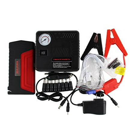 Powerful Jump Starter Portable Large Capacity 600A Peak 16800mAh Emergency Power Bank Phone Battery Charger LED Light Safety Hammer Cutter Tire Compressor Air