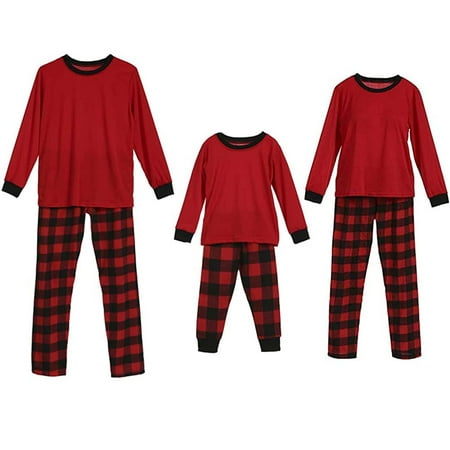 

Christmas Family Matching Suit Long Sleeve T-Shirt and Red Plaid Pants